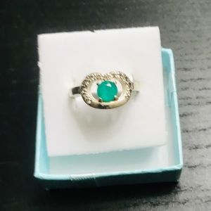 Colombian Emerald Round Cut Sterling Sliver Ring